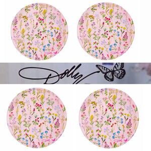 Dolly Parton Floral Melamine Plate Set of 4- Pink
